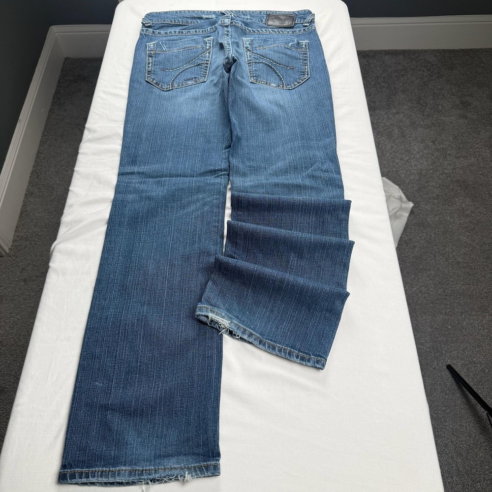 Hurley Jeans Mens 32x32 Blue Medium Wash Regular Bootcut Distressed Embroidered